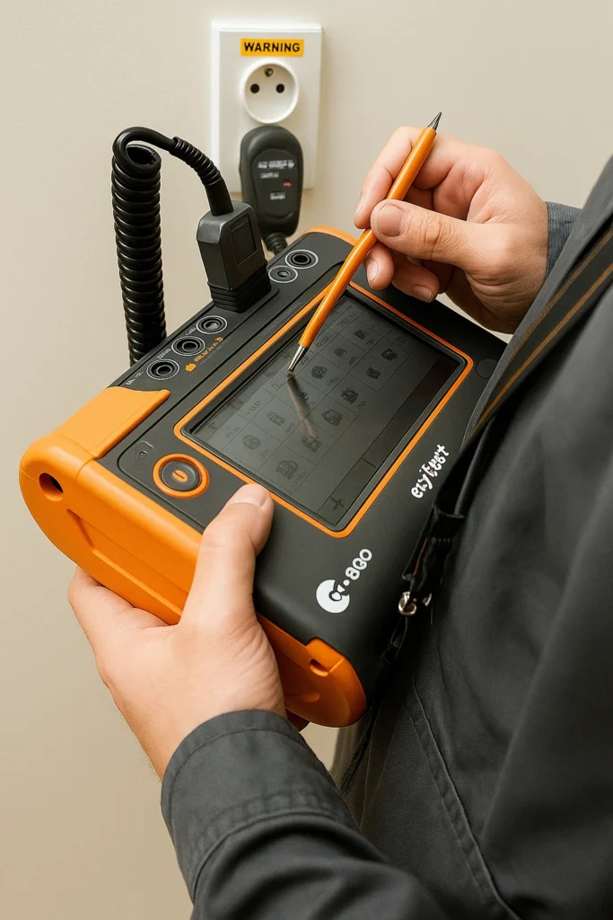 Elektryk. Usługi elektryczne. Instalacje elektryczne. KAMKOP PAŁUKI USŁUGI ELEKTRYCZNE. Bydgoszcz, Szubin, Nakło, Żnin, Łabiszyn, Barcin, Inowrocław . Rozdzielnica natynkowa wraz z licznikiem